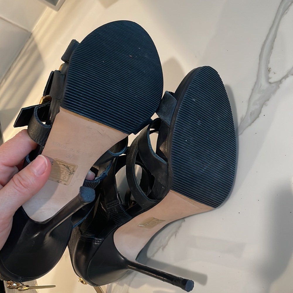 KURT GEIGER CARVELA BLACK STRAPPED HIGH HEELS SIZE 7 (37 EU) - Picture 8 of 13